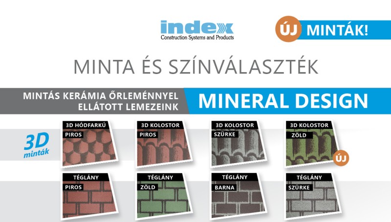 Új mintákkal bővült Index Mineral Design lemezeink minta és színválasztéka